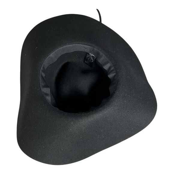 D&Y Black Wool Wide Brim Floppy Hat Studded Band Boho Western Festival, Bohemian main image 8